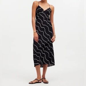 MADEWELL Layton midi slip dress black white size 2